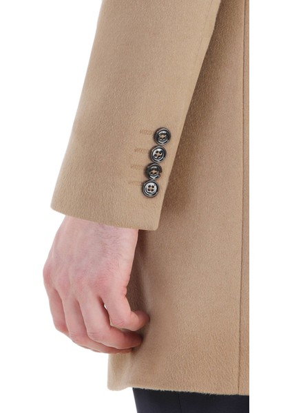 Deve Tüyü Regular Fit Kelebek Yaka Klasik Dokuma Palto indirimleri