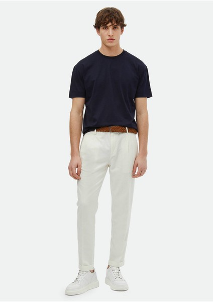 Lacivert Çizgili Bisiklet Yaka %100 Pamuk T-Shirt fiyatları