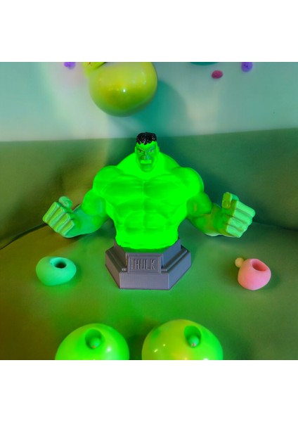 Meg Art 3D Hulk Gece Lambası Masaüstü Gece Lambası Çocuk ve Genç Odası Gece Lambası