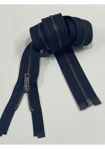 Demir Diş Kaban Mont Fermuarı 100 cm Siyah/ Antrasit Diş 5 Numara