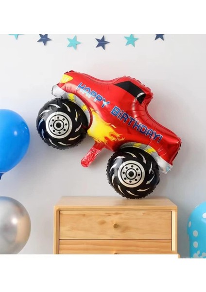 Yarış Race Temalı Araba Folyo Balon Zinciri Seti 4X4FOLYO Balon Siyah Rakam Balon