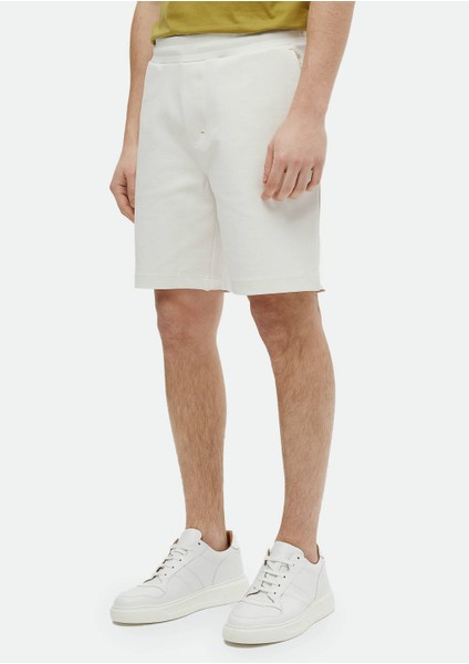 Ekru Düz Örme Jogging Fit Casual Pamuk Karışımlı Bermuda fiyatları