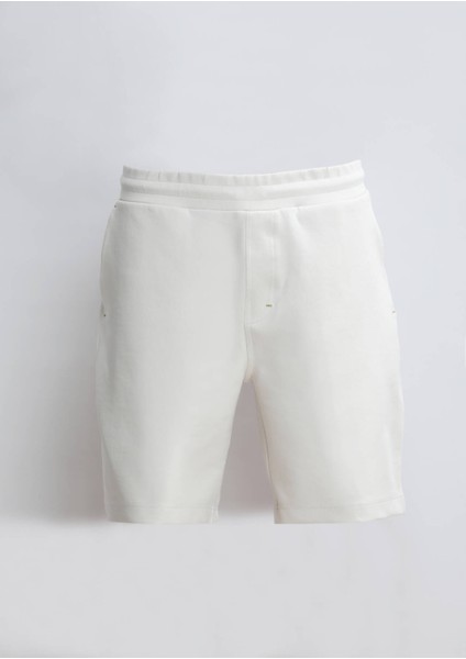 Ekru Düz Örme Jogging Fit Casual Pamuk Karışımlı Bermuda indirimleri