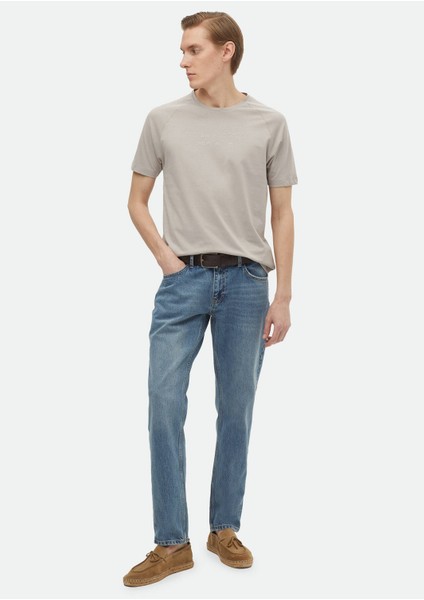 Açık Gri Baskılı Bisiklet Yaka %100 Pamuk T-Shirt fiyatları