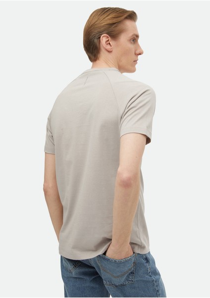 Açık Gri Baskılı Bisiklet Yaka %100 Pamuk T-Shirt fırsatları