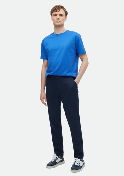 Mavi Düz Bisiklet Yaka %100 Pamuk T-Shirt fiyatları