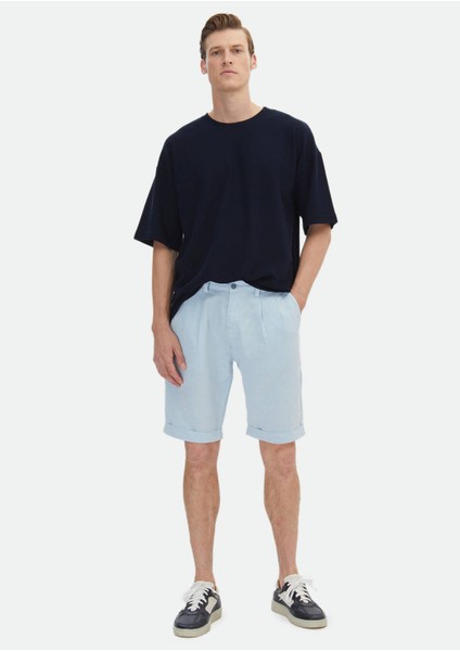 Lacivert Jakarlı Bisiklet Yaka %100 Pamuk T-Shirt fiyatları