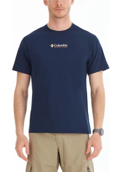Erkek Pamuklu Marka Logolu Yazlık Günlük Kullanım Lacivert T-Shirt 9120340-010