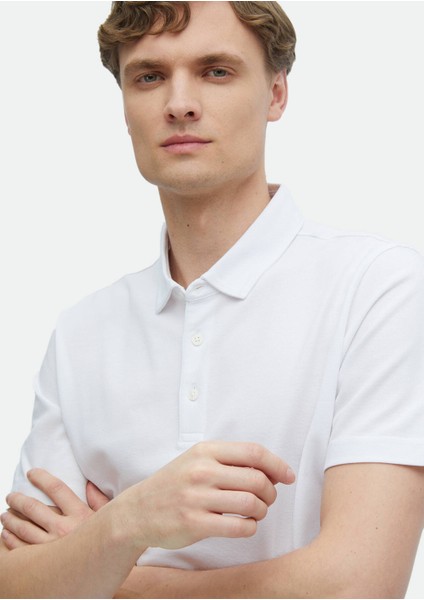 Beyaz Düz Polo Yaka %100 Pamuk T-Shirt modelleri
