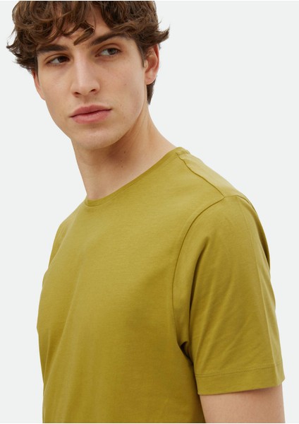 Yağ Yeşili Baskılı Bisiklet Yaka %100 Pamuk T-Shirt modelleri