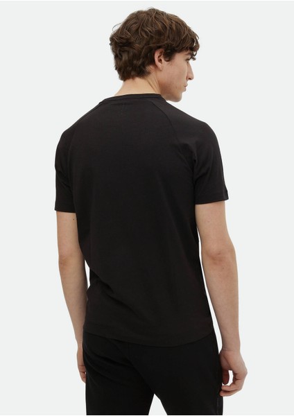 Siyah Baskılı Bisiklet Yaka %100 Pamuk T-Shirt fırsatları