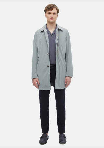 Gri Regular Fit Gömlek Yaka Casual Dokuma Pardesü fiyatları