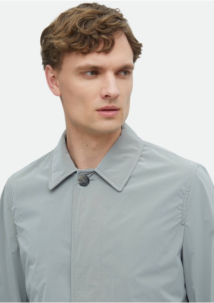 Gri Regular Fit Gömlek Yaka Casual Dokuma Pardesü modelleri