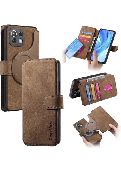 Xiaomi 11 Lite Için Flip Case Retro Cüzdan Kart Standı Mıknatıs Koruyucu (Yurt Dışından)
