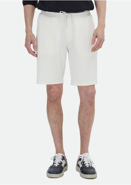 Ekru Düz Örme Jogging Fit Casual Bermuda fiyatları