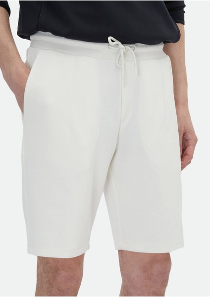 Ekru Düz Örme Jogging Fit Casual Bermuda fırsatları