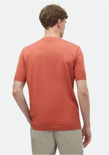 Turuncu Düz Bisiklet Yaka %100 Pamuk T-Shirt indirimleri