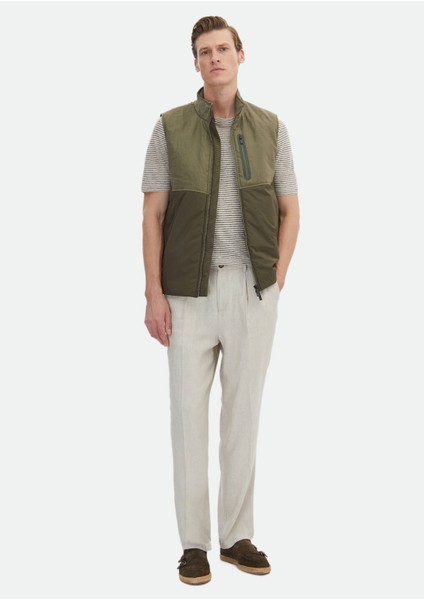 Haki Regular Fit Dik Yaka Casual Dokuma Spor Yelek fiyatları