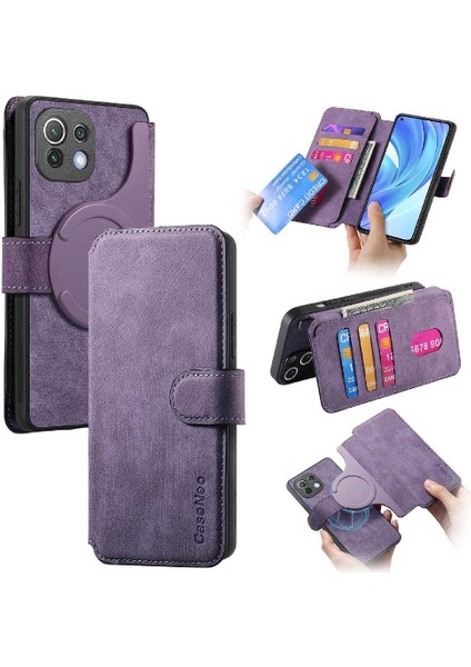 Xiaomi 11 Lite Için Flip Case Retro Cüzdan Kart Standı Mıknatıs Koruyucu (Yurt Dışından)