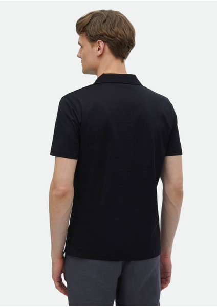 Siyah Düz Küba Yaka %100 Pamuk T-Shirt indirimleri