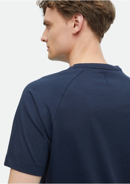 Lacivert Baskılı Bisiklet Yaka %100 Pamuk T-Shirt fırsatları