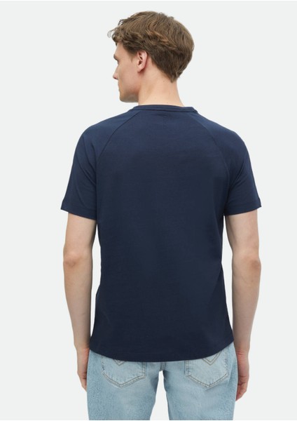 Lacivert Baskılı Bisiklet Yaka %100 Pamuk T-Shirt indirimleri