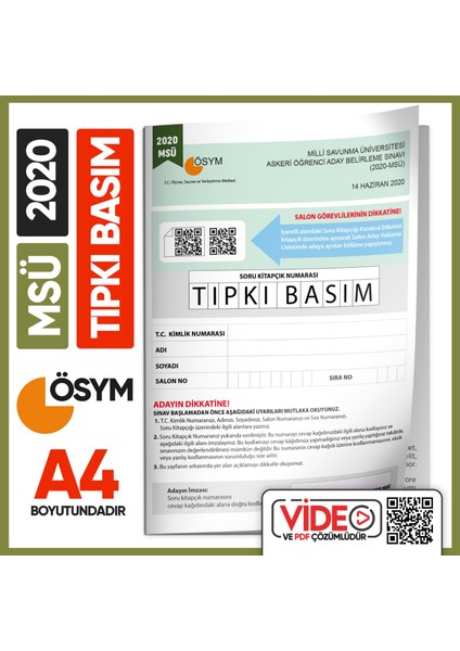 MSÜ 2020 ÖSYM Tıpkı Basım Türkiye Geneli Dijital Çözümlü Çıkmış Soru Kitapçığı