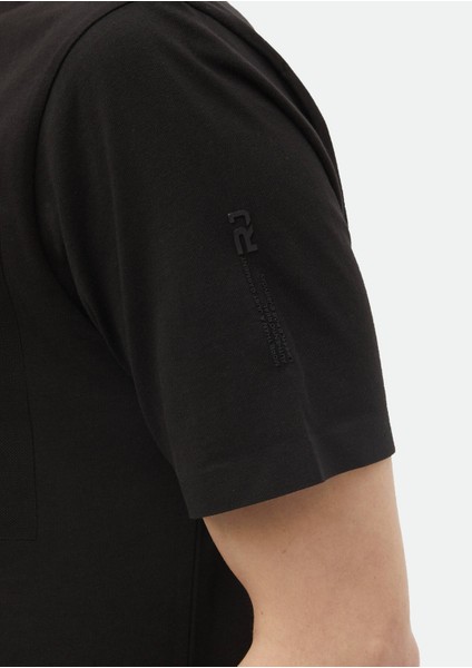 Siyah Düz Bisiklet Yaka %100 Pamuk T-Shirt modelleri