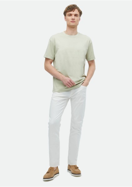 Küf Yeşili Düz Bisiklet Yaka %100 Pamuk T-Shirt fiyatları