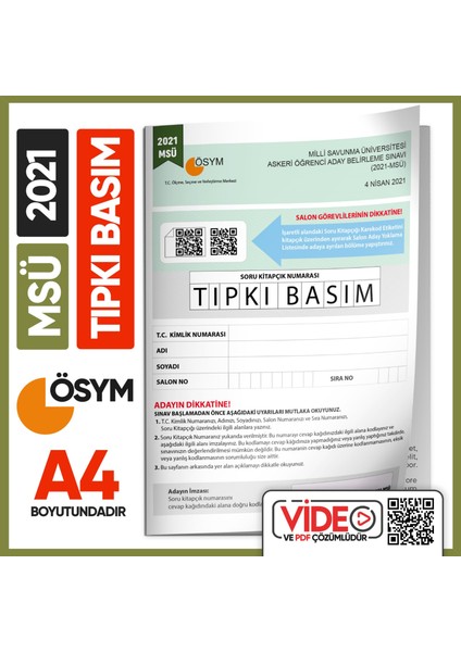 MSÜ 2021 ÖSYM Tıpkı Basım Türkiye Geneli Dijital Çözümlü Çıkmış Soru Kitapçığı