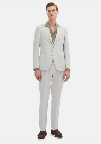Bej Düz Zeroweight Slim Fit Pamuk Karışımlı Takım Elbise modelleri