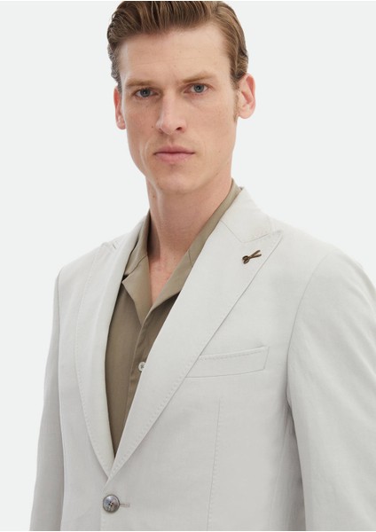 Bej Düz Zeroweight Slim Fit Pamuk Karışımlı Takım Elbise indirimleri