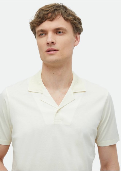 Ekru Düz Küba Yaka %100 Pamuk T-Shirt fiyatları