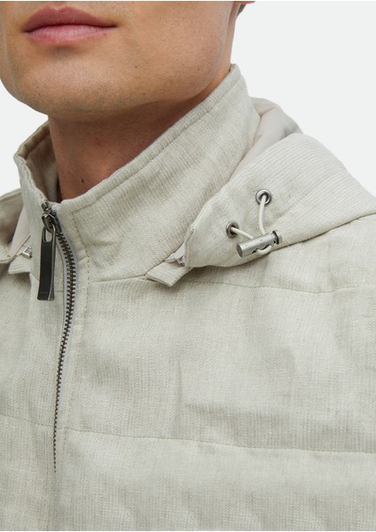 Ekru Regular Fit Kapüşonlu Casual Dokuma Spor Yelek indirimleri