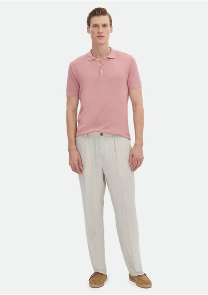 Pembe Jakarlı Polo Yaka %100 Pamuk T-Shirt fiyatları