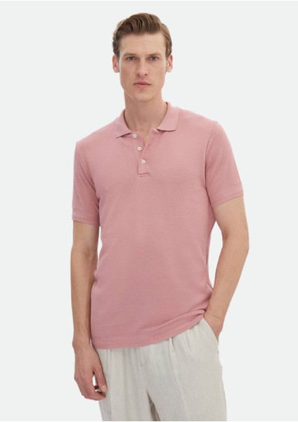 Pembe Jakarlı Polo Yaka %100 Pamuk T-Shirt modelleri