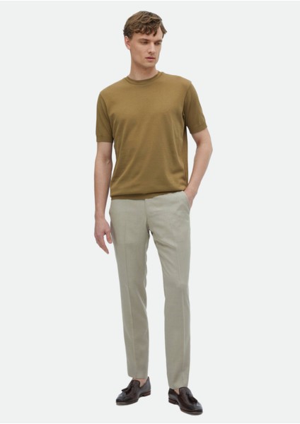 Deve Tüyü Düz Bisiklet Yaka %100 Pamuk T-Shirt modelleri