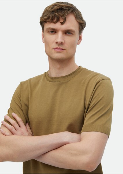 Deve Tüyü Düz Bisiklet Yaka %100 Pamuk T-Shirt fırsatları