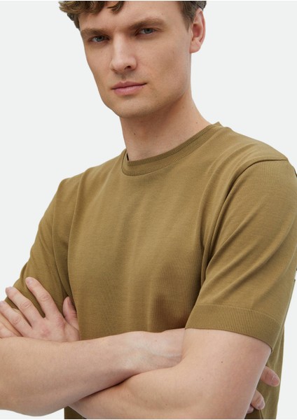 Deve Tüyü Düz Bisiklet Yaka %100 Pamuk T-Shirt indirimleri