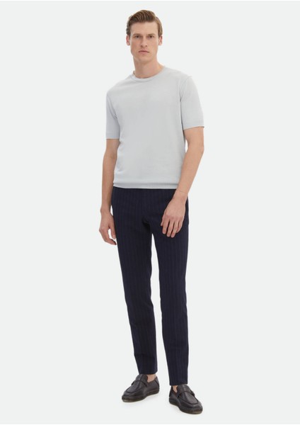 Açık Gri Düz Bisiklet Yaka %100 Pamuk T-Shirt fiyatları