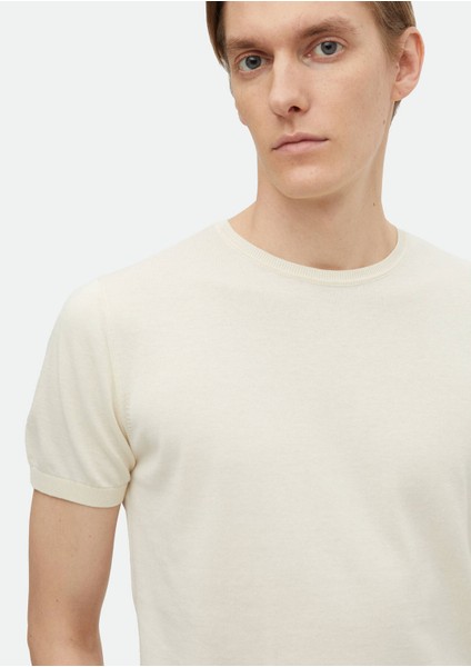 Ekru Bisiklet Yaka Düz Örgü %100 Pamuk Triko fiyatları