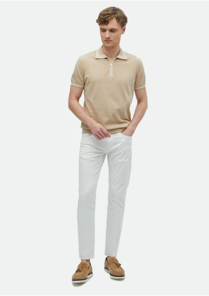 Bej Polo Yaka Düz Örgü %100 Pamuk Triko fiyatları