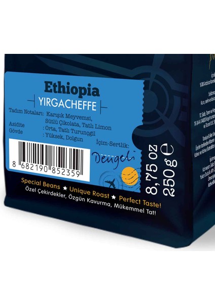 Moliendo Ethiopia Yirgacheffe Yöresel Kahve (Çekirdek Kahve) 250 g