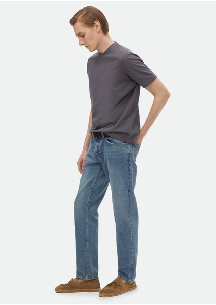 Koyu Gri Düz Bisiklet Yaka %100 Pamuk T-Shirt fiyatları