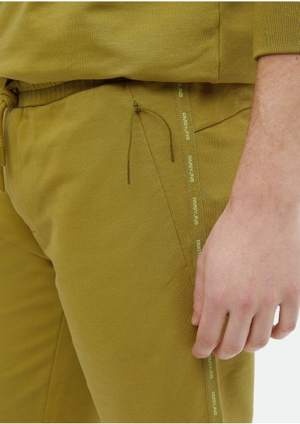 Yağ Yeşili Düz Örme Jogging Fit Spor Pamuk Karışımlı Bermuda modelleri