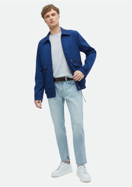 Lacivert Regular Fit Gömlek Yaka Casual Dokuma Mont fiyatları