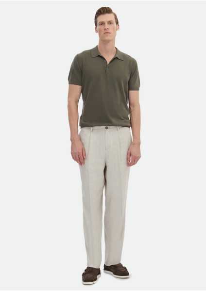 Haki Polo Yaka Düz Örgü %100 Pamuk Triko fiyatları