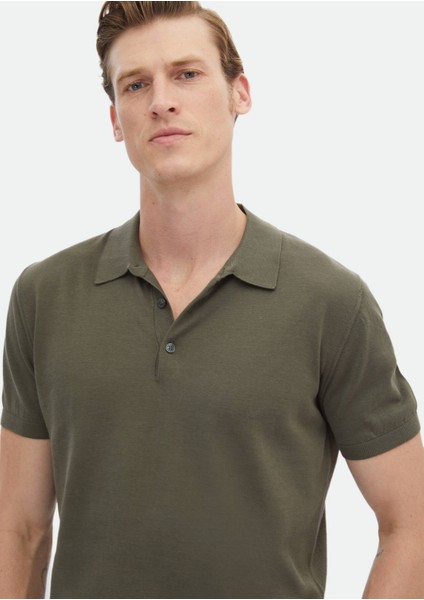 Haki Polo Yaka Düz Örgü %100 Pamuk Triko fırsatları