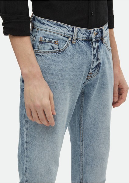 İndigo Düz Regular Fit Denim %100 Pamuk Pantolon fırsatları