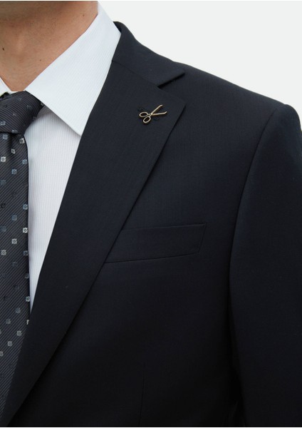 Siyah Düz Modern Fit %100 Yün Takım Elbise indirimleri